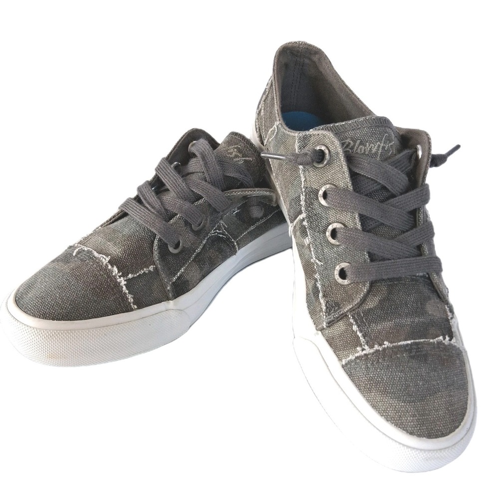 Blowfish‎ Malibu Sneakers Washed Canvas Gray Camo Women's Size 7.5 Casual Shoes